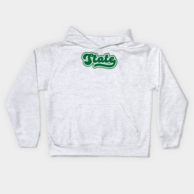 Retro State Script // Michigan Green Pride Kids Hoodie by SLAG_Creative